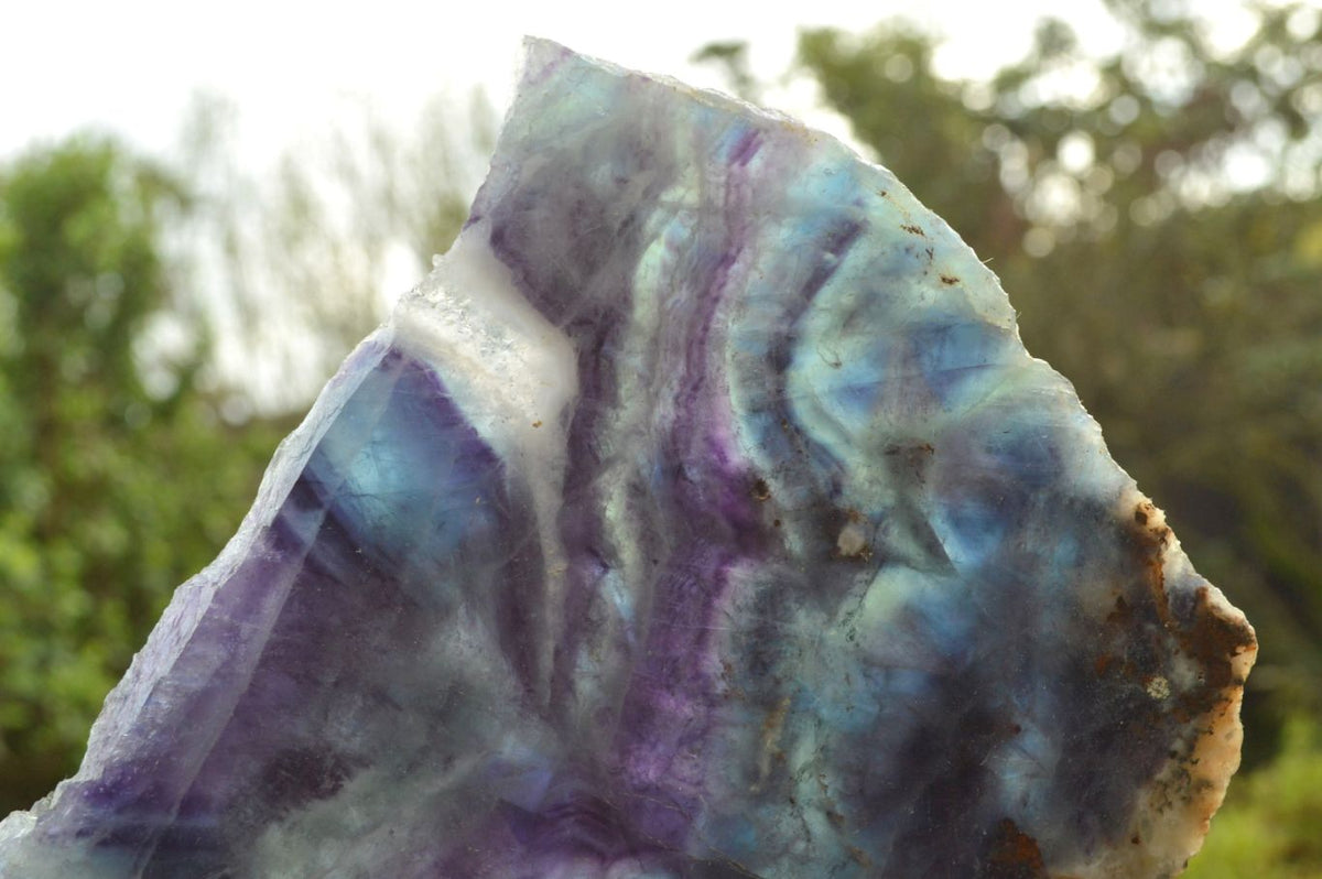 Polished Semi Translucent Watermelon Fluorite Slices x 2 From Uis, Namibia - TopRock
