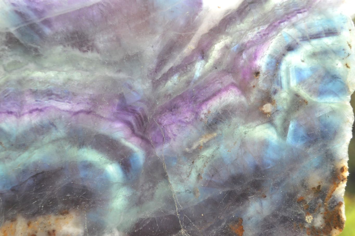 Polished Semi Translucent Watermelon Fluorite Slices x 2 From Uis, Namibia - TopRock