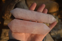 Polished Gemmy Double Terminated Rose Quartz Points x 4 From Ambatondrazaka, Madagascar - Toprock Gemstones and Minerals