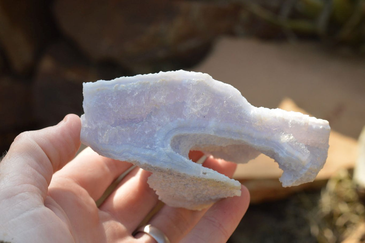 Natural Etched Blue Chalcedony Agate Specimens x 5 From Nsanje, Malawi - TopRock