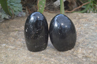 Polished Schorl Black Tourmaline Standing Free Forms x 2 From Madagascar - Toprock Gemstones and Minerals