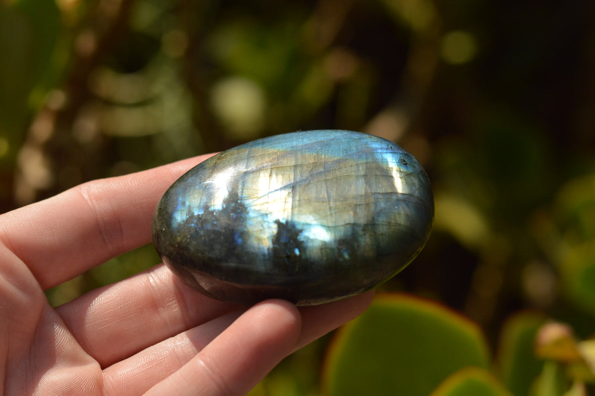 Polished Flashy Blue Labradorite Palm Stones x 12 From Tulear, Madagascar - TopRock