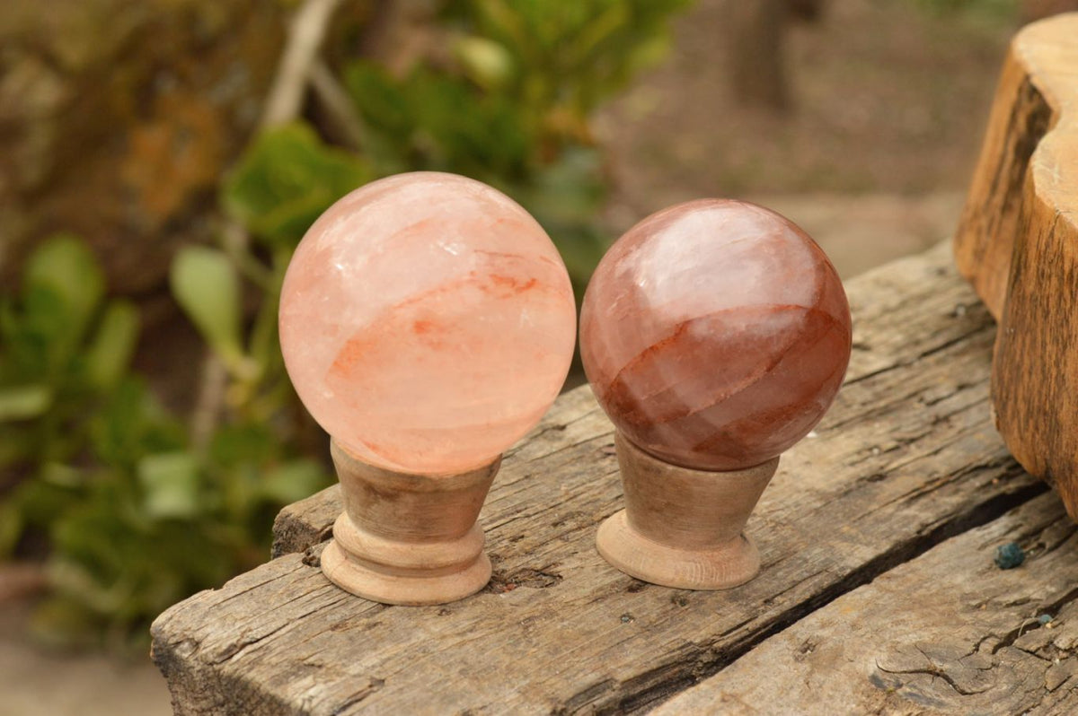 Polished Gemmy Red Hematoid "Fire" / Agnitite Quartz Spheres x 4 From Madagascar - TopRock