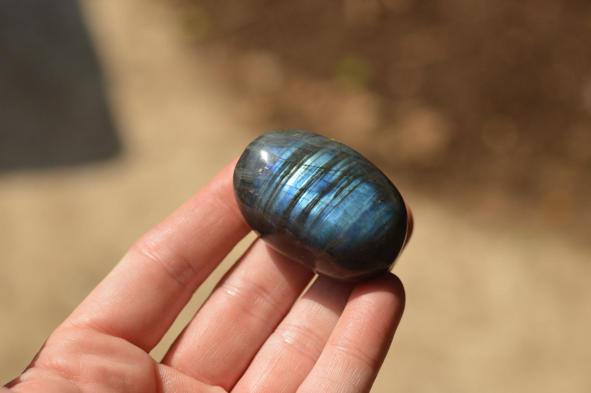 Polished Flashy Blue Labradorite Palm Stones x 12 From Tulear, Madagascar - TopRock