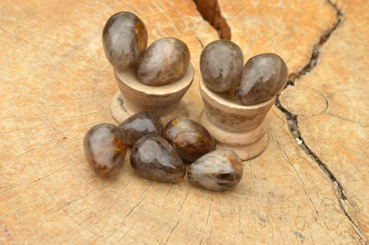 Polished Morion Smokey Quartz Eggs x 20 From Madagascar - TopRock
