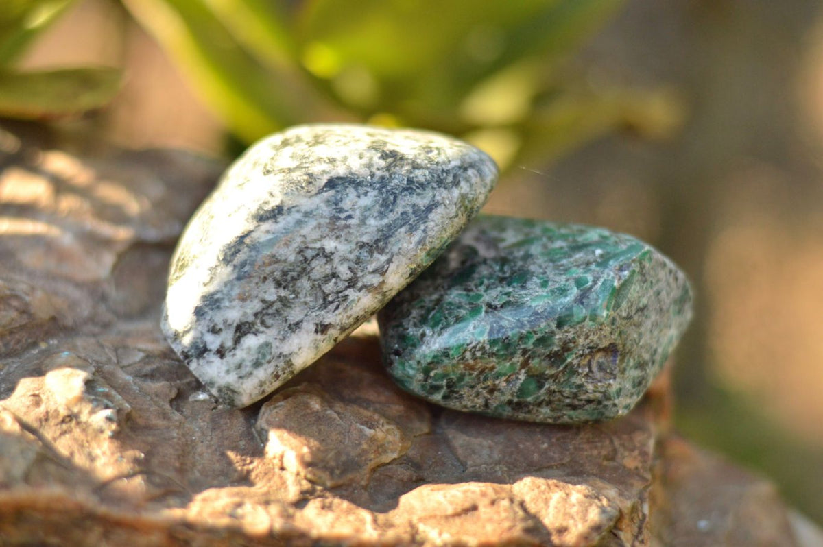 Polished Green Emeralds In Matrix Standing Free Forms x 3 From Sandawana, Zimbabwe - TopRock
