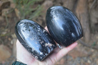 Polished Schorl Black Tourmaline Standing Free Forms x 2 From Madagascar - Toprock Gemstones and Minerals