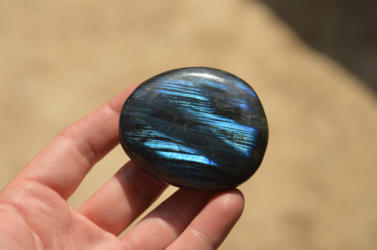Polished Flashy Blue Labradorite Palm Stones x 12 From Tulear, Madagascar - TopRock