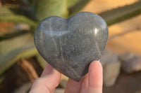 Polished  Blue Lazulite Gemstone Hearts  x 6 From Madagascar - Toprock Gemstones and Minerals