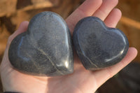 Polished  Blue Lazulite Gemstone Hearts  x 6 From Madagascar - Toprock Gemstones and Minerals