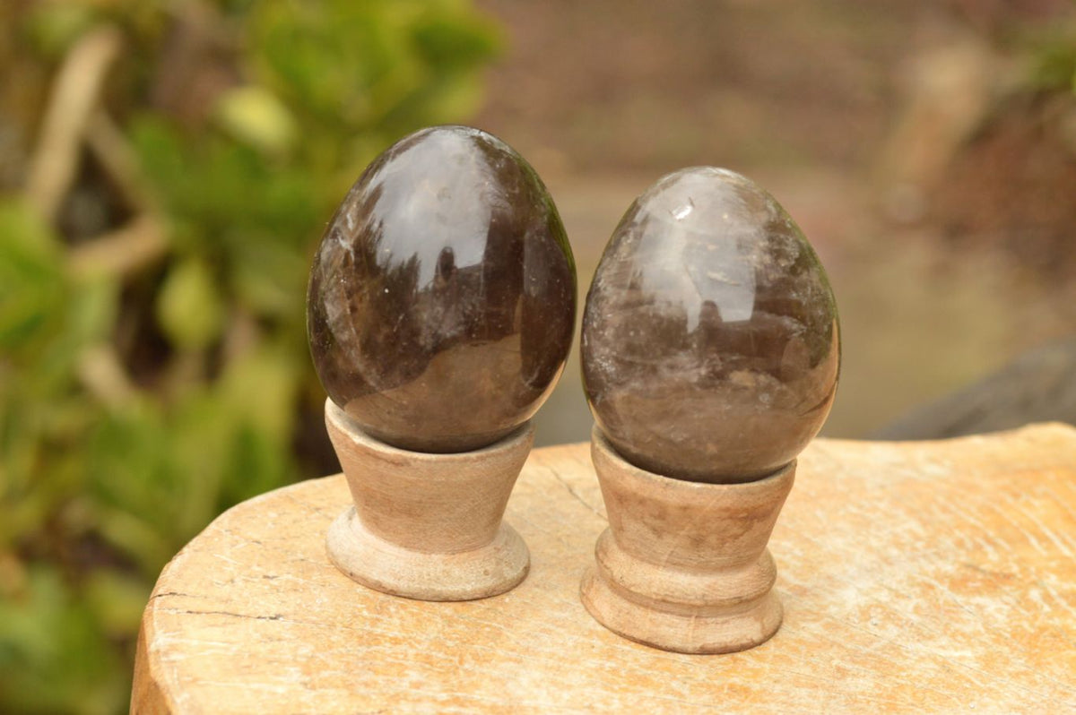 Polished Morion Smokey Quartz Eggs x 20 From Madagascar - TopRock