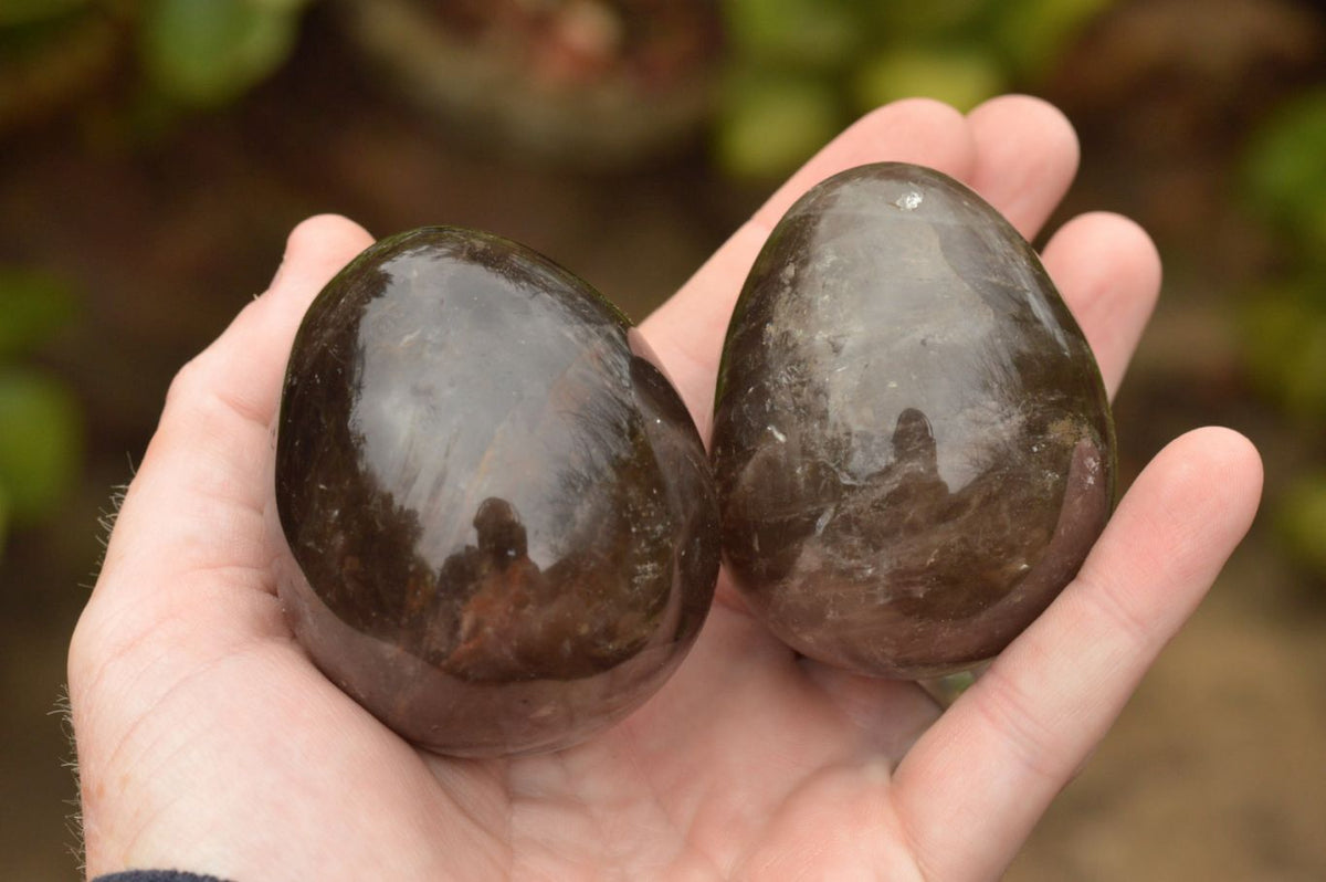 Polished Morion Smokey Quartz Eggs x 20 From Madagascar - TopRock