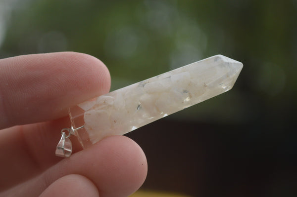 Polished Packaged Hand Crafted Resin Pendant with Moonstone Chips - sold per piece - From Bulwer, South Africa - TopRock