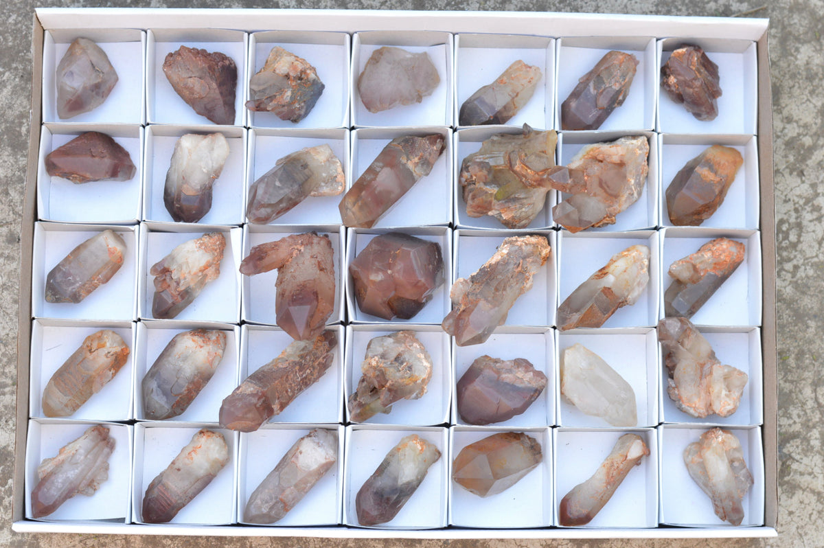 Natural Red Hematoid Phantom Quartz Crystals x 35 From Karoi, Zimbabwe - TopRock