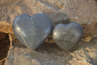 Polished  Blue Lazulite Gemstone Hearts  x 6 From Madagascar - Toprock Gemstones and Minerals
