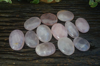 Polished Gemmy Pink Rose Quartz Palm Stones  x 12 From Madagascar - Toprock Gemstones and Minerals