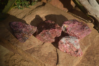 Natural Rough Red Rhodonite Specimens x 4 From Zimbabwe - Toprock Gemstones and Minerals