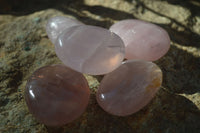 Polished Gemmy Pink Rose Quartz Palm Stones  x 12 From Madagascar - Toprock Gemstones and Minerals