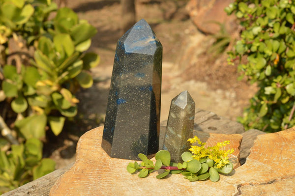 Polished Contrasting Pair Of Blue Spotted Spinel / Dalmatian Stone Points  x 2 From Madagascar - TopRock