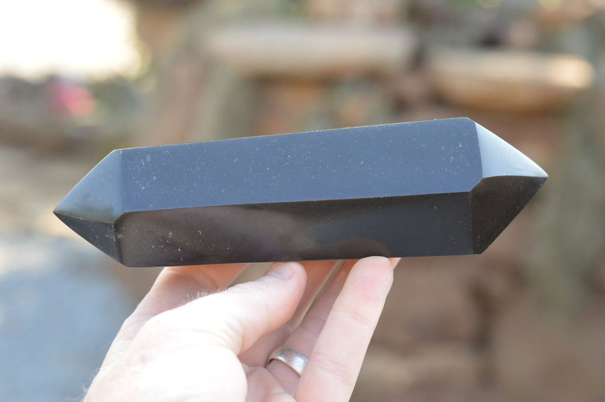 Polished Double Terminated Black Basalt Points x 3 From Madagascar - TopRock