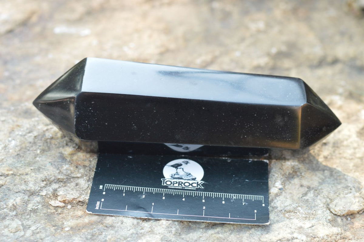 Polished Double Terminated Black Basalt Points x 3 From Madagascar - TopRock