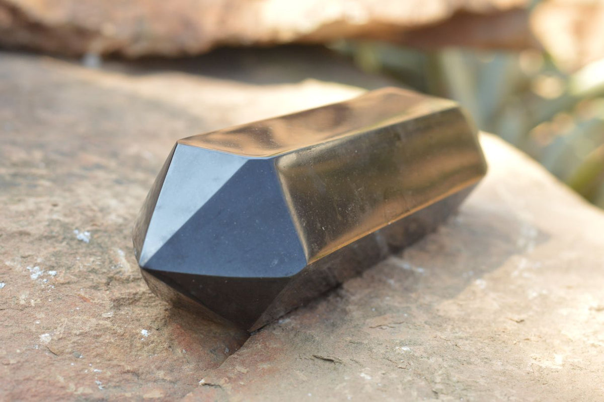 Polished Double Terminated Black Basalt Points x 3 From Madagascar - TopRock
