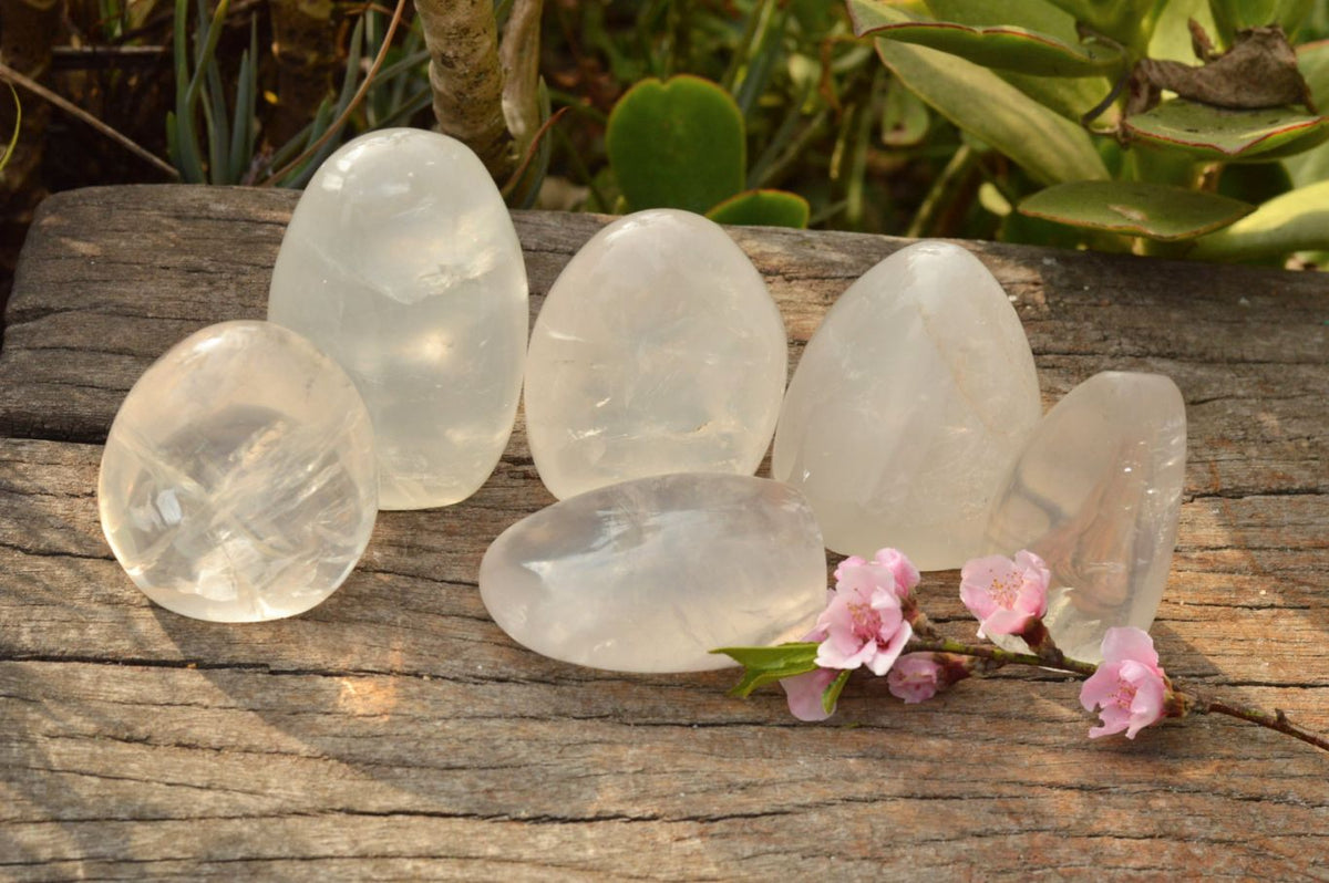 Polished Small Optic Girasol Pearl Quartz Standing Free Forms x 6 From Madagascar - TopRock