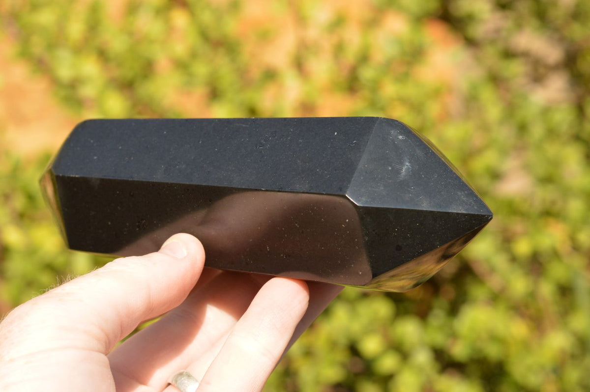 Polished Double Terminated Black Basalt Points x 3 From Madagascar - TopRock