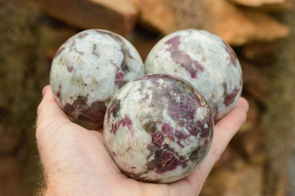 Polished Pink Rubellite Tourmaline Spheres (With Hints Of Blue Lithium)  x 4 From Madagascar - TopRock