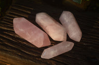 Polished Gemmy Double Terminated Rose Quartz Points x 4 From Ambatondrazaka, Madagascar - Toprock Gemstones and Minerals
