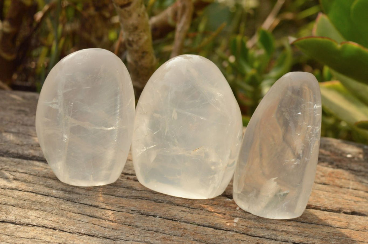 Polished Small Optic Girasol Pearl Quartz Standing Free Forms x 6 From Madagascar - TopRock