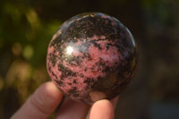 Polished  Pink & Black Rhodonite Spheres x 4 From Madagascar - Toprock Gemstones and Minerals