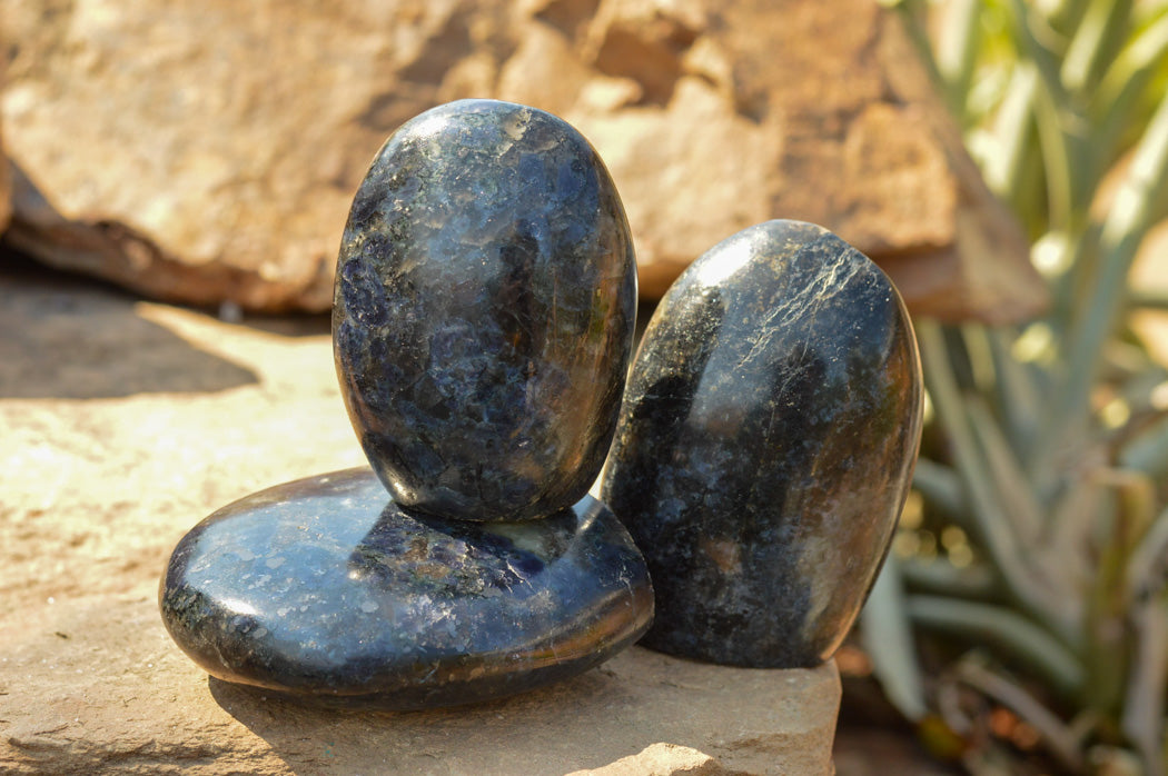 Polished Rare Blue Iolite / Water Sapphire Standing Free Forms x 6 From Madagascar - TopRock