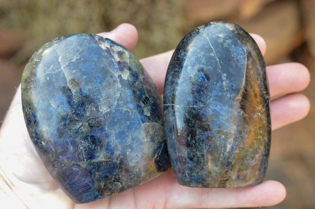 Polished Rare Blue Iolite / Water Sapphire Standing Free Forms x 6 From Madagascar - TopRock