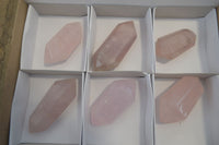 Polished Gemmy Double Terminated Rose Quartz Points x 6 From Antsirabe, Madagascar - Toprock Gemstones and Minerals