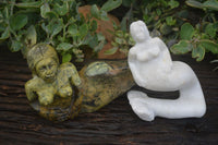Polished Leopard Stone & White Marble Mermaid Sculptures  x 2 From Zimbabwe - Toprock Gemstones and Minerals