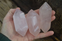 Polished Gemmy Double Terminated Rose Quartz Points x 6 From Antsirabe, Madagascar - Toprock Gemstones and Minerals