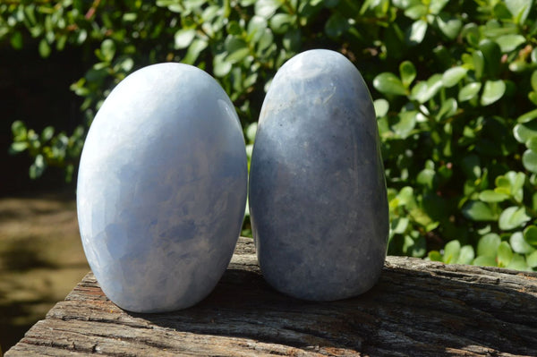 Polished Blue Calcite Standing Free Forms x 2 From Ihadlalana, Madagascar - TopRock