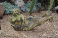 Polished Leopard Stone & White Marble Mermaid Sculptures  x 2 From Zimbabwe - Toprock Gemstones and Minerals