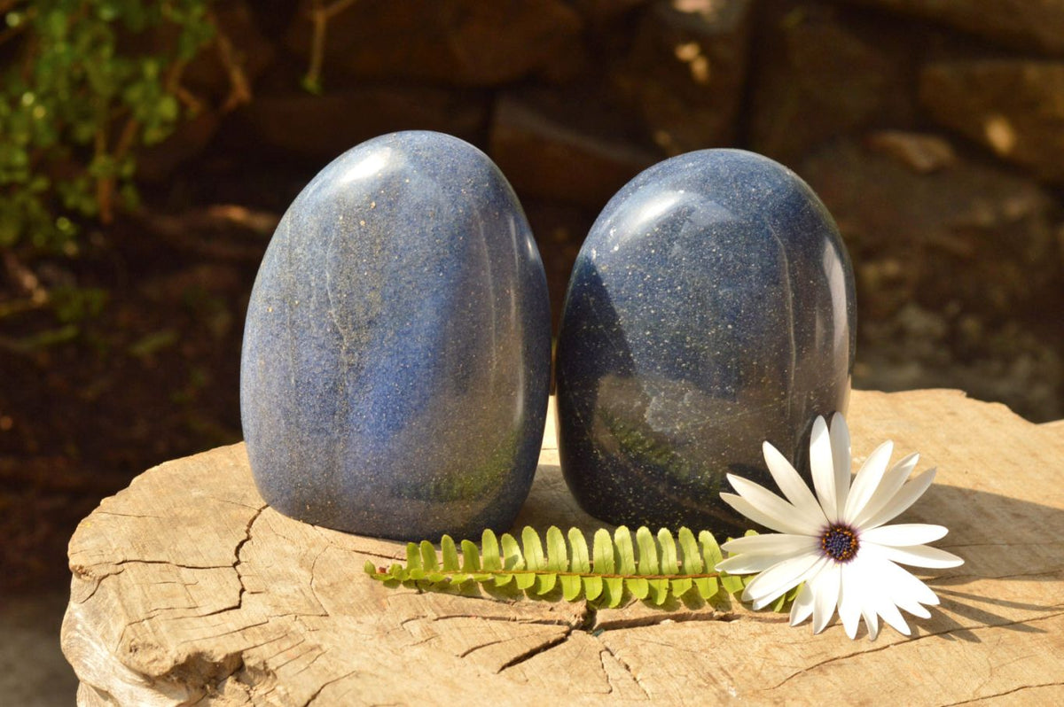 Polished Selected Blue Lazulite Standing Free Forms x 2 From Madagascar - TopRock