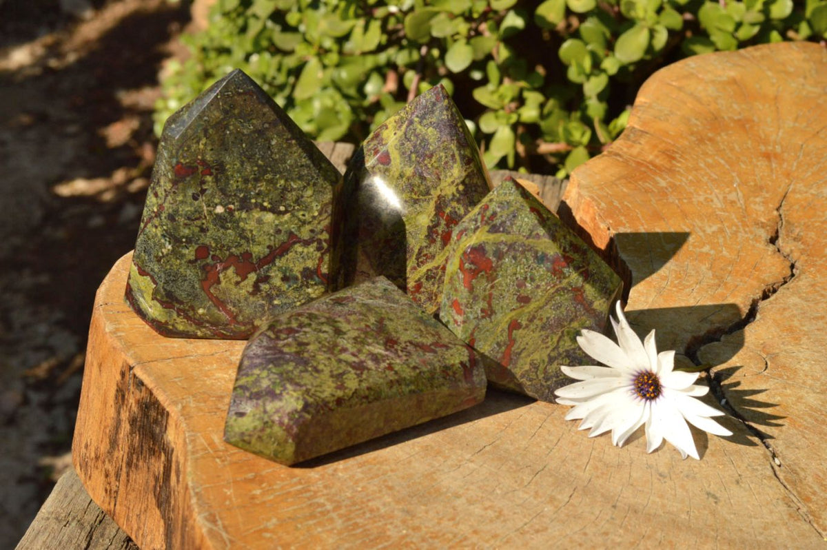 Polished Bastite Dragon Blood Stone Points x 4 From Tshipies, South Africa - TopRock