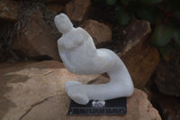 Polished Leopard Stone & White Marble Mermaid Sculptures  x 2 From Zimbabwe - Toprock Gemstones and Minerals