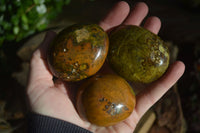 Polished Green Opal Galet / Palm Stones x 12 From Antsirabe, Madagascar - Toprock Gemstones and Minerals