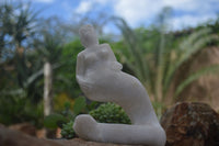 Polished Leopard Stone & White Marble Mermaid Sculptures  x 2 From Zimbabwe - Toprock Gemstones and Minerals