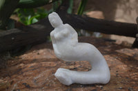 Polished Leopard Stone & White Marble Mermaid Sculptures  x 2 From Zimbabwe - Toprock Gemstones and Minerals
