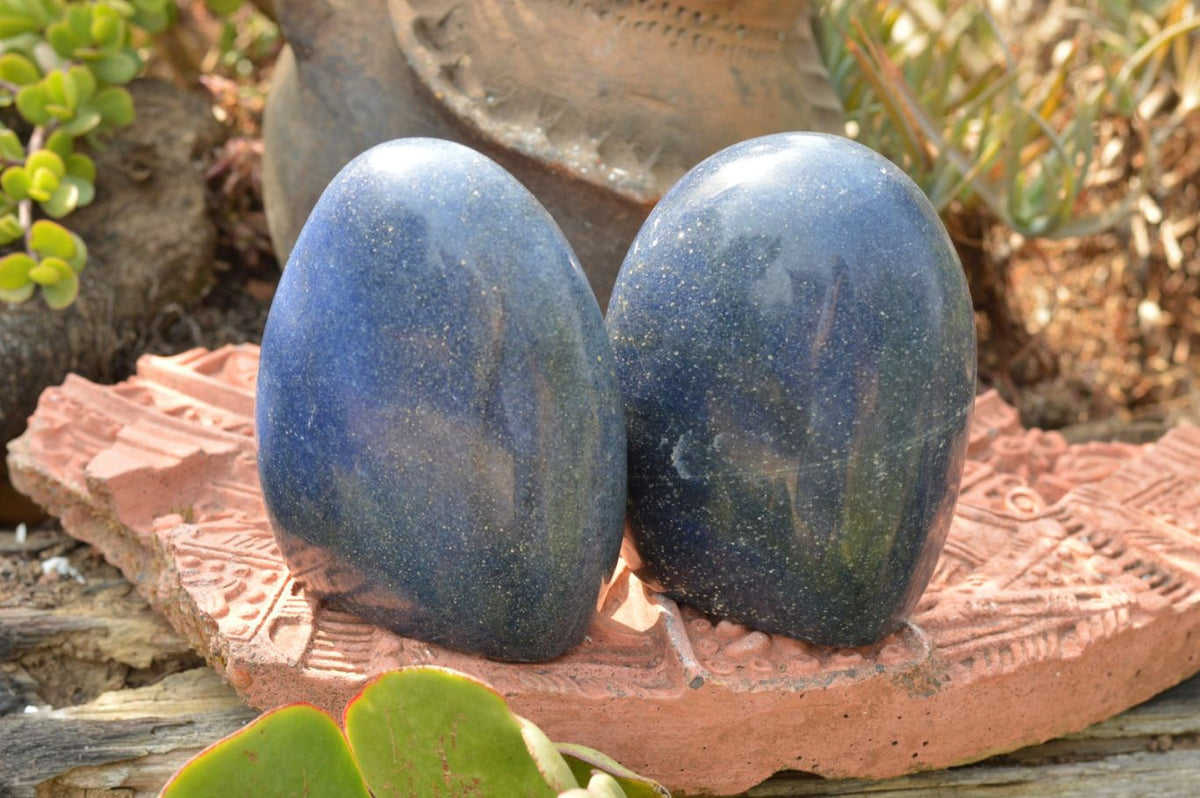 Polished Selected Blue Lazulite Standing Free Forms x 2 From Madagascar - TopRock