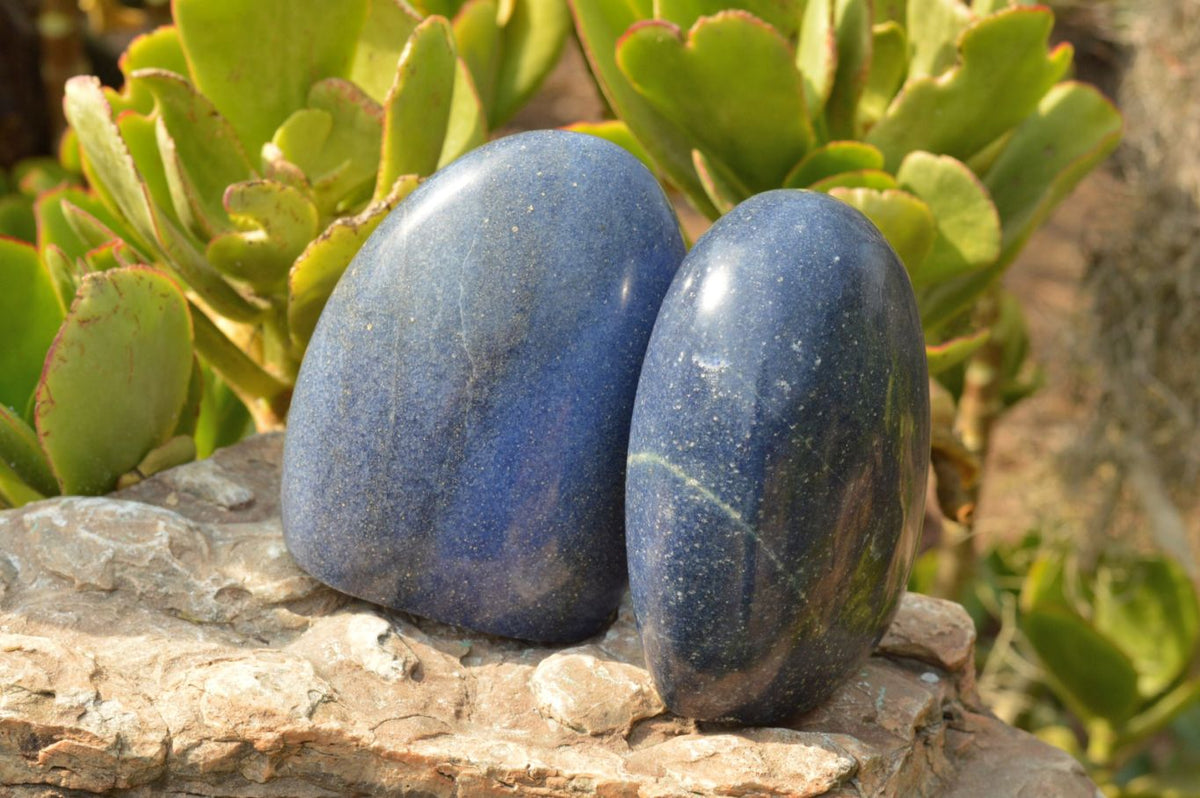 Polished Selected Blue Lazulite Standing Free Forms x 2 From Madagascar - TopRock