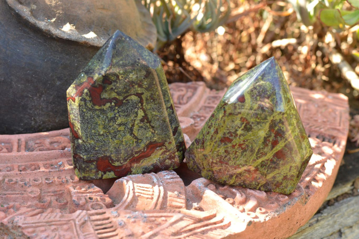Polished Bastite Dragon Blood Stone Points x 4 From Tshipies, South Africa - TopRock
