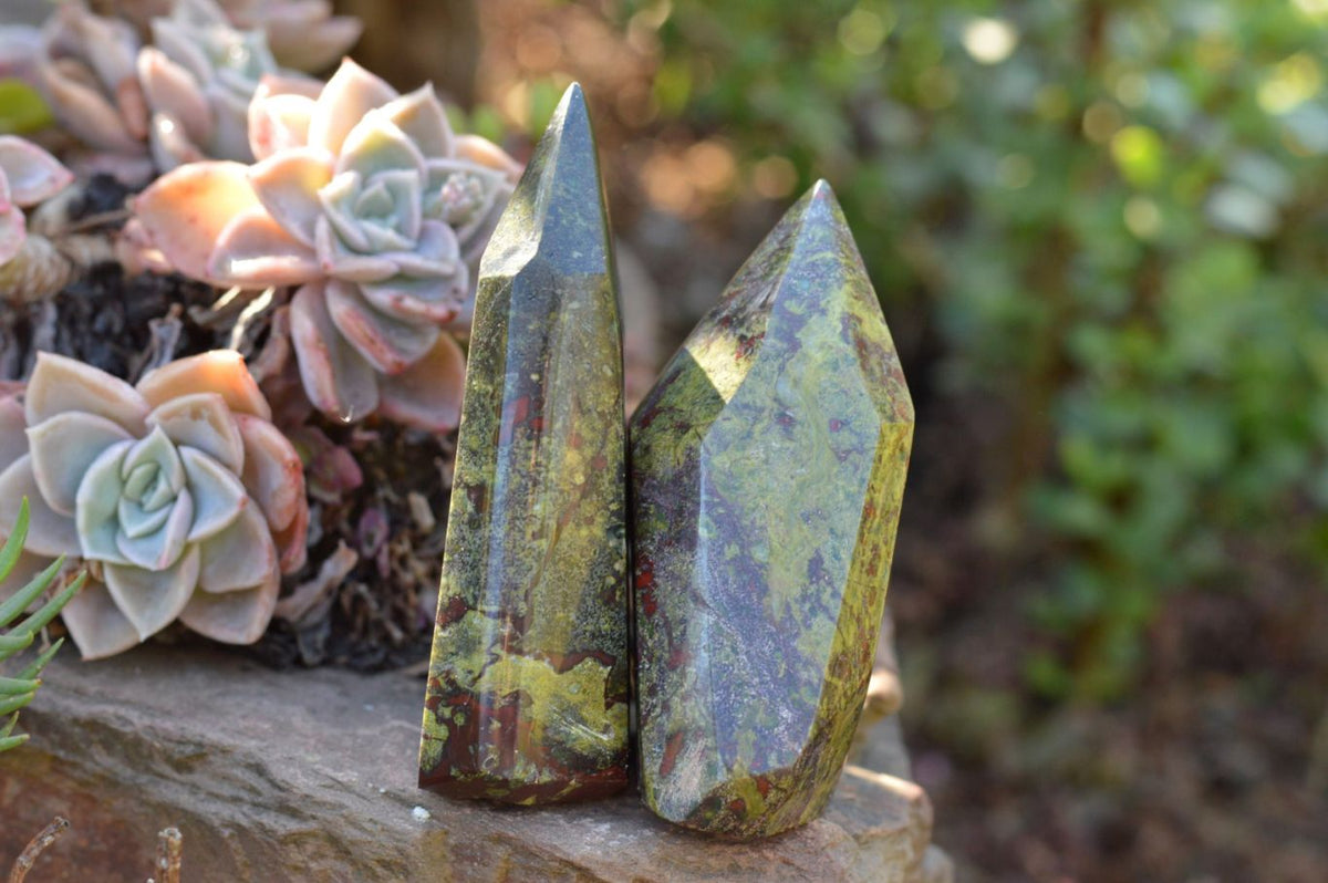 Polished Bastite Dragon Blood Stone Points x 4 From Tshipies, South Africa - TopRock