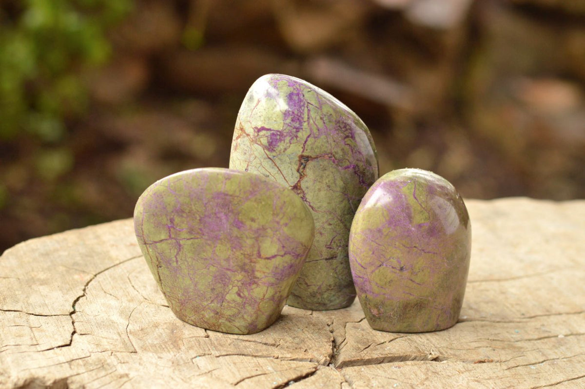 Polished Stichtite & Green Serpentine / Atlantisite Standing Free Forms x 6 From Barberton, South Africa - TopRock